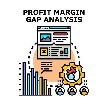 Profit margin gap analysis financial business strategy concept Stock Illustration