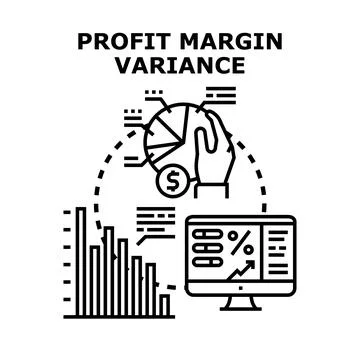 Profit margin variance analysis financial business data Illustrazione stock