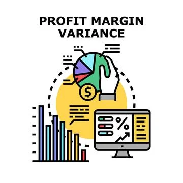 Profit margin variance analysis financial business data Stock Illustration