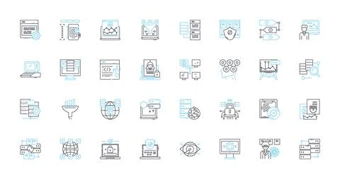 Profit maximization linear icons set. Efficiency, Expansion, Optimization Stock Illustration