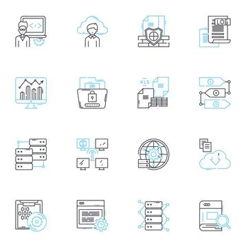 Profit maximization linear icons set. Efficiency, Expansion, Optimization Stock Illustration