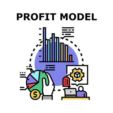 Profit model developing business strategy and financial analytics Stock Illustration