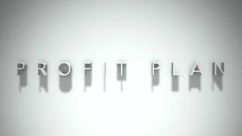 Profit plan 3D title animation with shadows on a white background Stock Footage 297456684