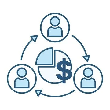 Profit Share Colored Icon. Vector Icon of Pie Chart, Dollar and Shareholder.. Stock Illustration