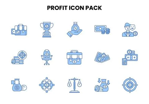 Profit Two Colour Vector Icons Pack Ilustración de archivo