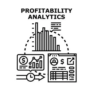 Profitability analytics financial performance data tracking Stock Illustration