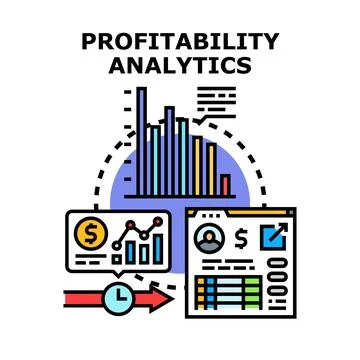 Profitability analytics financial performance data tracking Stock Illustration