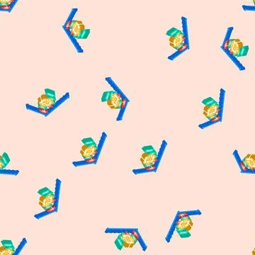 Profitability cryptocurrency mining isometric icon seamless pattern Illustrazione stock