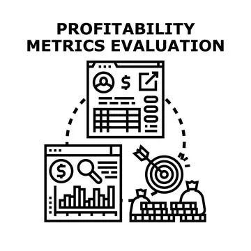 Profitability metrics evaluation, analysis, and financial planning Illustrazione stock