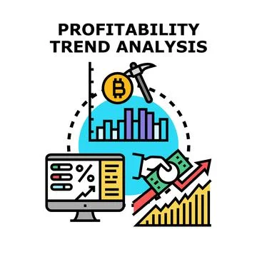Profitability trend analysis vector computing financial gains Illustrazione stock