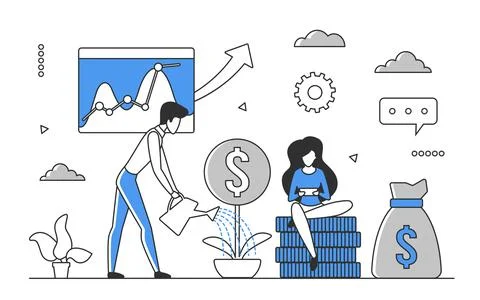 Profitable business startup supporting strategy Stock Illustration