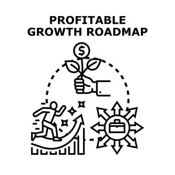 Profitable growth roadmap planning business strategy Stock Illustration