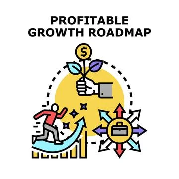 Profitable growth roadmap planning business strategy Stock Illustration