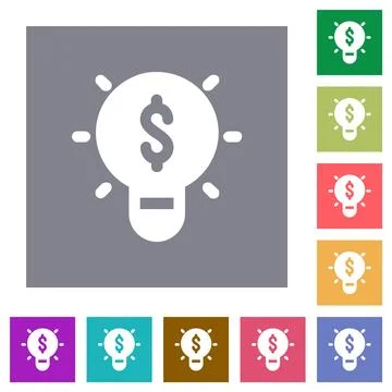 Profitable idea solid square flat icons Stock Illustration