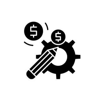 Profitable solution black icon, vector sign on isolated background. Profitable Illustrazione stock