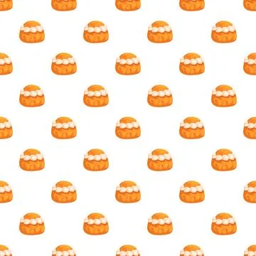 Profiterole dessert seamless pattern on white background Stock Illustration
