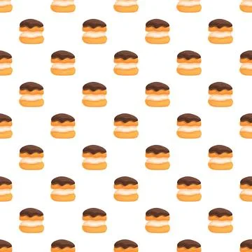 Profiterole pattern featuring chocolate and cream filling dessert Stock Illustration