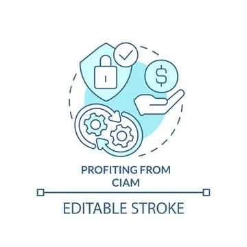 Profiting from CIAM turquoise concept icon 스톡 일러스트