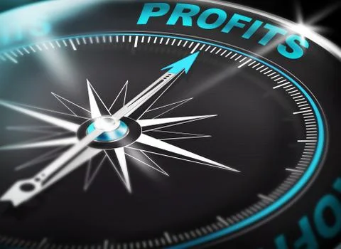 Profits compass Concept 3d Stock Illustration