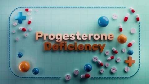 Progesterone Deficiency text animation on 3D medical background Stock Footage 314717883