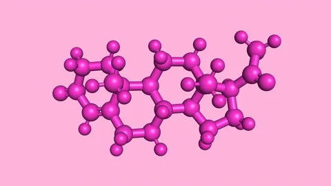Progesterone molecule P4 endogenous steroid progestogen sex hormone menstrual 3D Stock Footage 166316685