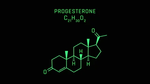 Progesterone or P4 Molecular Structure Symbol Neon Animation Stock Footage 154630427