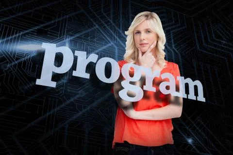 Program against futuristic black and blue background 스톡 일러스트