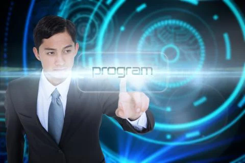 Program against futuristic technological background Stock Illustration
