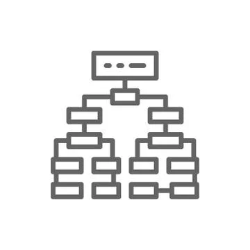 Program algorithm, flowchart plan, workflow mindmap line icon. Stockillustratie