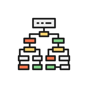 Program algorithm, flowchart plan, workflow mindmap flat color line icon. Stock Illustration