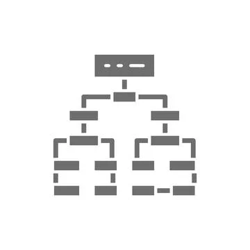 Program algorithm, flowchart plan, workflow mindmap grey icon. 库存插图