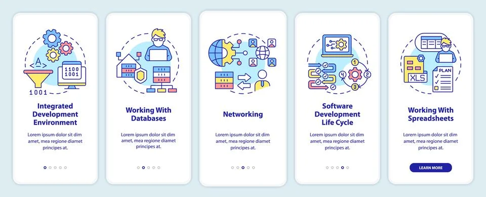Program building skills onboarding mobile app screen Stock-Illustration