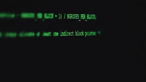 Program Code 01 Running Over Computer Screen Terminal Stock Footage 217528184