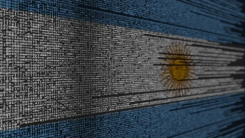 Program code and flag of Argentina. Argentinean digital technology or Stock Footage 91720522