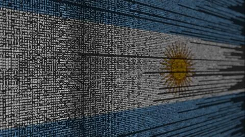 Program code and flag of Argentina. Argentinean digital technology or Illustration