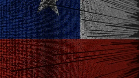 Program code and flag of Chile. Chilean digital technology or programming Stock Footage 91722405