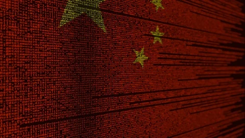 Program code and flag of China. Chinese digital technology or programming Stock Footage 91688937