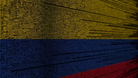 Program code and flag of Colombia. Colombian digital technology or programming Stock Footage 91720813