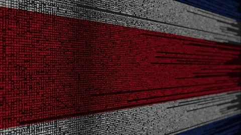Program code and flag of Costa Rica. Digital technology or programming related Stock Footage 91746017