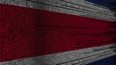 Program code and flag of Costa Rica. Digital technology or programming related Illustration