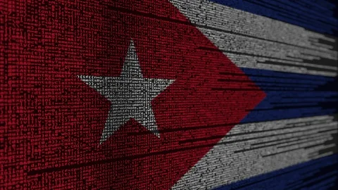 Program code and flag of Cuba. Cuban digital technology or programming related Stock Footage 91722308