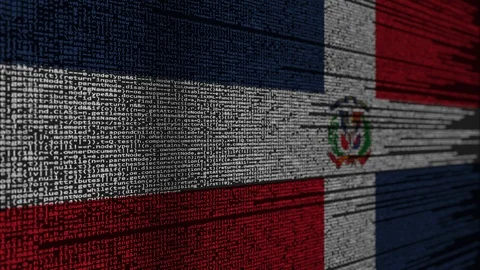 Program code and flag of the Dominican Republic. Digital technology or Stock Footage 91746828
