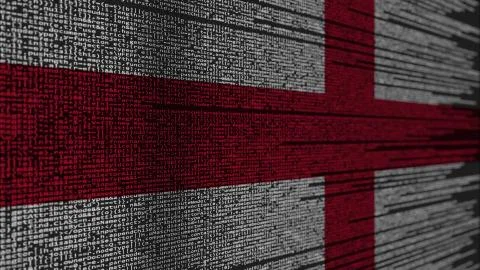 Program code and flag of England. English digital technology or programming Illustration