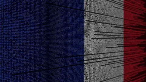 Program code and flag of France. French digital technology or programming Stock Footage 91744222