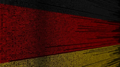 Program code and flag of Germany. German digital technology or programming Stock Footage 91777634