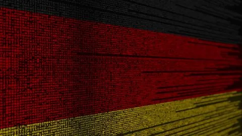 Program code and flag of Germany. German digital technology or programming Illustration