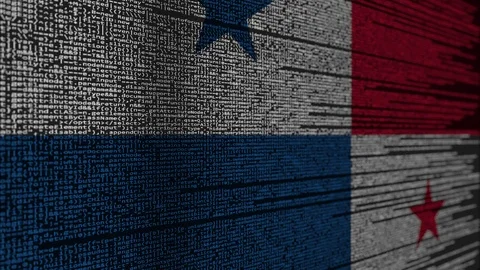 Program code and flag of Panama. Panamian digital technology or programming Stock Footage 91876727