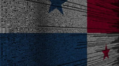 Program code and flag of Panama. Panamian digital technology or programming Illustration
