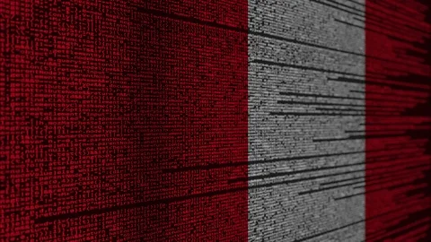 Program code and flag of Peru. Peruvian digital technology or programming Stock Footage 91876808