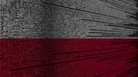 Program code and flag of Poland. Polish digital technology or programming Stock Footage 91876873
